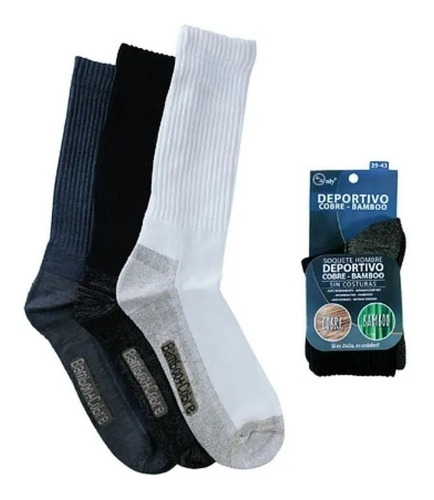 12 Calcetines Deportivo Hombre Bambú + Cobre Diabeticos 