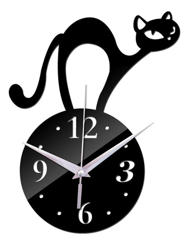 Relógios De Parede Elegantes Para Gatos, Espelho Acrílico, *