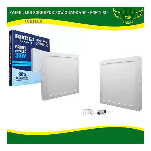 Painel Plafon Sobrepor Led 30w Quadrado Slim 6500k