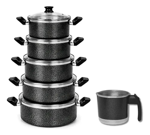 Kit Jogo De Panelas 6 Peças Com Tampa De Vidro Para Cozinha  Caneco