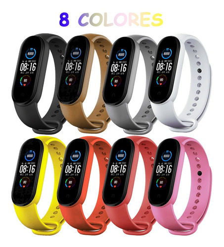 8 Piezas Correas Para Xiaomi Mi Band 5 Y Mi Band 6 Silicona