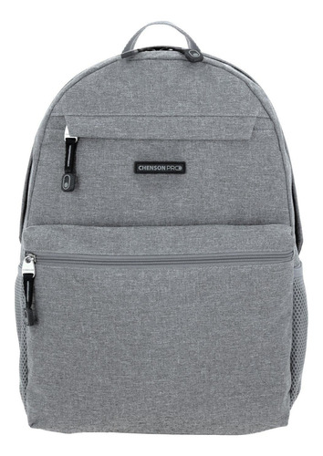 Mochila Grande Chenson Pro Tesa Gris Porta Laptop De 15 . Gris Liso