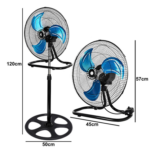 2 Pzs Ventilador Metalico Kit 3 En 1 De Pie Pared Piso Cm-top Pedestal Industrial Casa Oficina Aspas Metálicas
