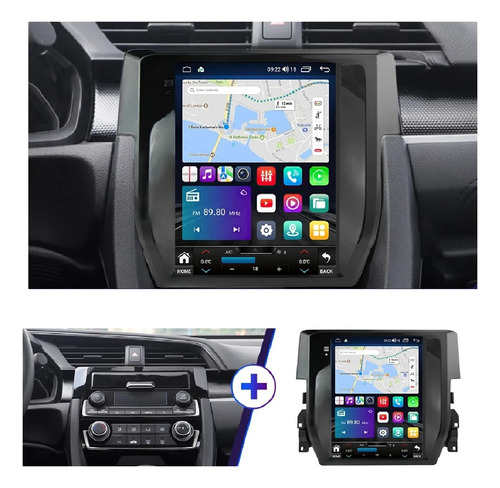 Central Multimídia Android Tesla Civic G10 2016-20 8/core 4g