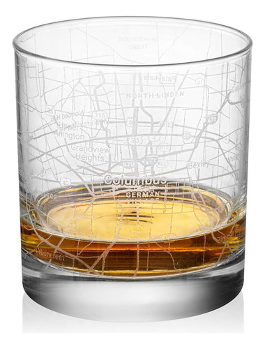 Rocks Whiskey Old Fashioned 11oz Glass Urban City Map Columb