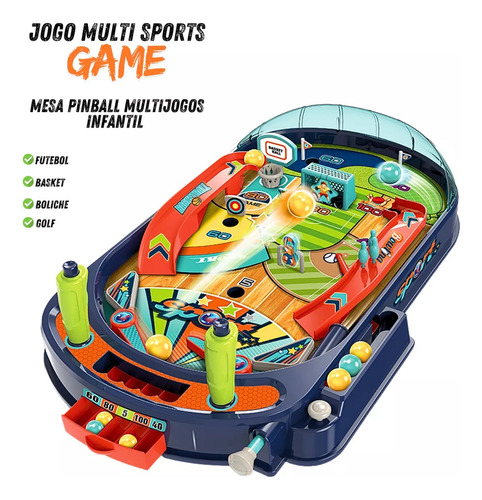 Mesa Pinball Multijogos Game Futebol Basquete Boliche Golf +