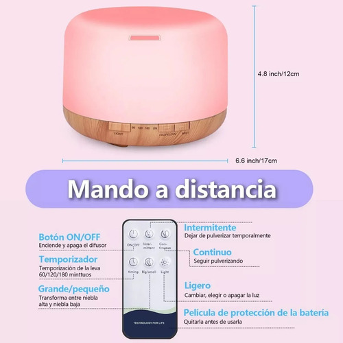 Humidificador De Aceites Esenciales De 500 Ml 7 Colores Color De Color