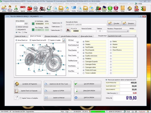 Oficina Mecânica De Moto + Serviços + Vendas = Estoque V5.1