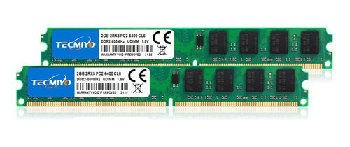 Memoria Tecmiyo 4gb (2x2gb) Ddr2-800 Udimm Pc2-6400 Desktop