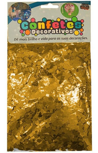 Confete Mini Picadinho Metalizado 25g - Dourado Dupla Face -