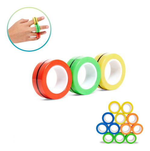 Fidget 3 Anillos Magnéticos Antiestrés Juguete Spinner