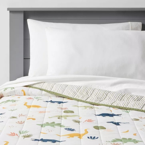 Edredon Dinosaurios Para Ninño Reversible Queen 2.2m X 2.2m Multicolor Dinosaurios