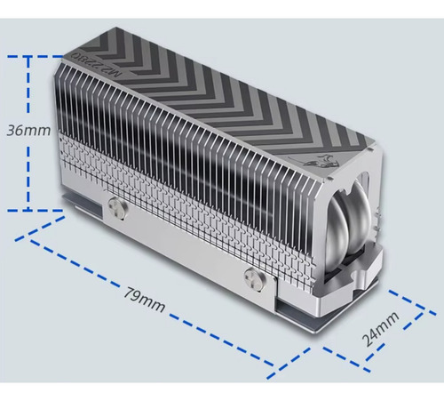 Resfriador Dissipador De Calor M.2 2280 Nvme Ssd Com Tubos