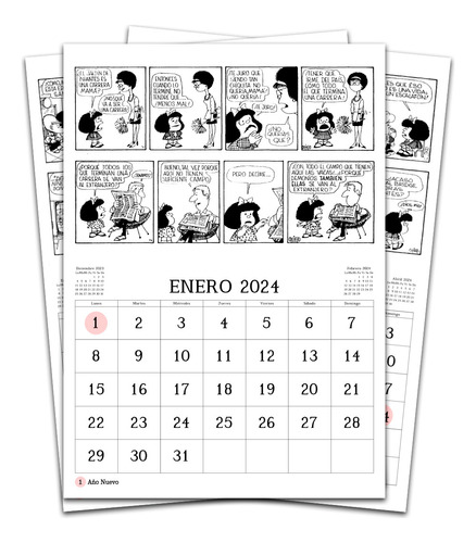 Kit Para Imprimir Almanaque 2024 Mafalda En A4