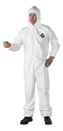 Ty127s-3 x L Tyvek Coveralls Capucha Attached Serged Costura