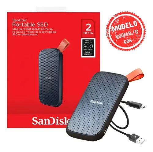 Ssd Sandisk Portátil Externo - 2tb - 800mb/s - Sdssde30-2t00-g26