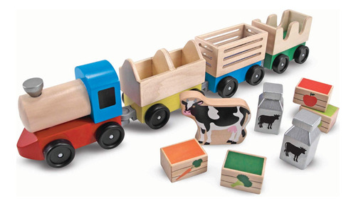 Melissa Doug Wooden Farm Train Set Juguete De Madera Cl...