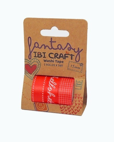 Washi Tape Ibi Craft, 15mmx5mts, Packx3 Unidades,tonos Rojos