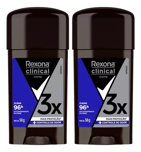 Kit 2 Desodorante Antitraspirante Rexona Clinical Creme Clean 96h