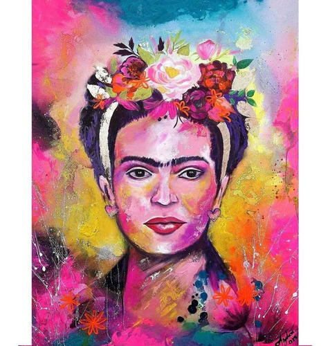 Cuadro Decorativo Para El Hogar Frida Rosada 50x35cm