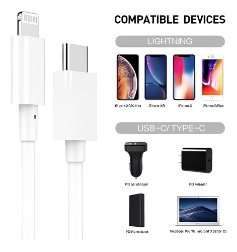 Cable Tipo C A iPhone 2 Metros Cable De Carga Rapida Usb C