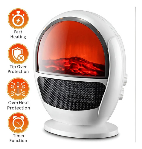 Calentador Eléctrico Portátil Tipo Chimenea De 1.500 W Blanco