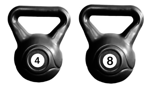 Kit Pesa Rusa Kettlebell Mancuerna 4kg + 8kg Plastica 