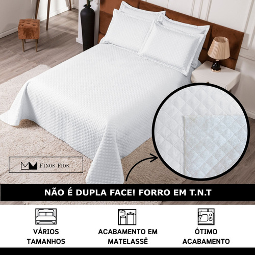 Cobre Leito Colcha Clean Queen 3 Peças Branco