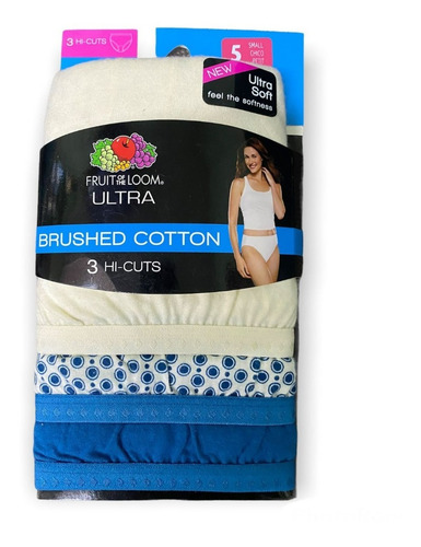 Pantaletas Hi-cuts Plus Algodón 3 Pack Fruit The Loom Ultra