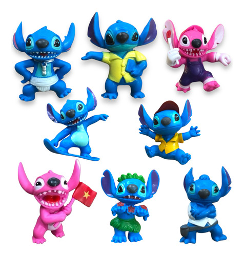 Kit 8 Bonecos Lilo Stitch Da Disney O Filme Em Miniaturas