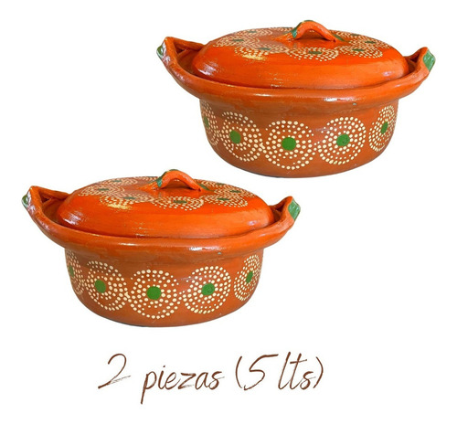 Cazuela Barro Con Tapa Para 5 Lts - 2.5 Kg  - 2 Piezas