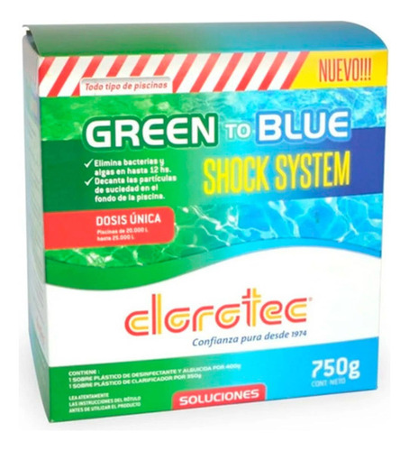 Alguicida Green To Blue Aguas Verdes 750 Gr Clorotec - Rex