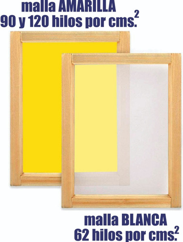 Marco Para Serigrafía 50x60 Malla Amarilla 120t Madera 1 1/2