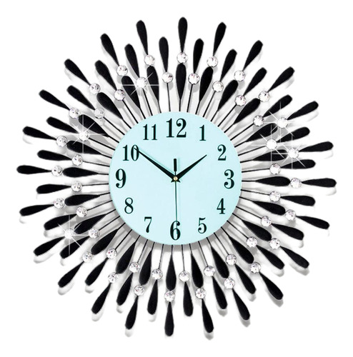 Reloj Pared Silencioso Negro Diseño Tipo Sol 60cm