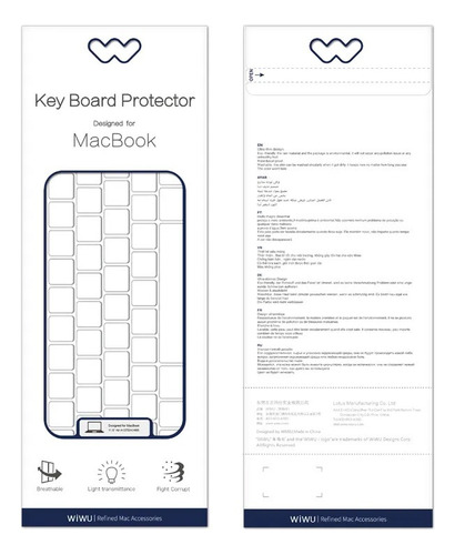 Protector Teclado Para Macbook Pro 16 2019 A2141 Ingles Wiwu