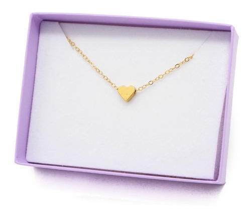 Collar Corazón Mini Chapa De Oro De 22k