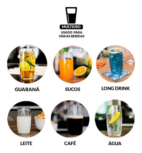 Imagem 2 de 10 de Copos Oca 300ml Jogo C/ 12 Peças Vidro Nadir 7729