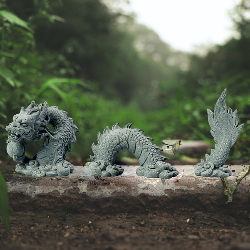 Juego De Estatua De Dragón Paisajismo De Acuario Para