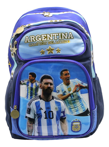 Mochila Escolar Afa Selección Argentina La Tercera Color Azul Diseño de la tela Liso