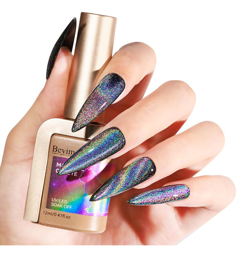 Bevimee Rainbow Cat Eye Gel Nail Esmalte 12 Ml Silver Glitte