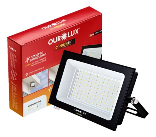 comprar Refletor Noturno 100w Sensor Luminosidade Luz Branca 6500k
