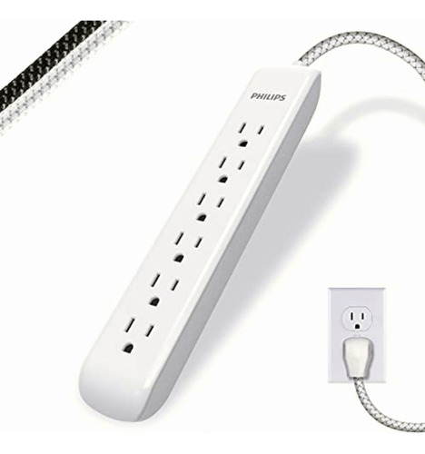 Philips 6 Outlet Surge Protector Power Strip, Designer