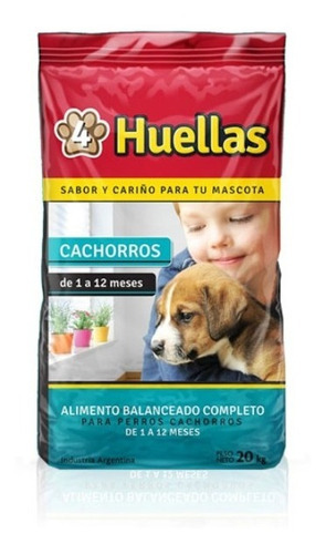 Imagen 1 de 2 de Alimento 4 Huellas Perros Cachorros X 20 Kg