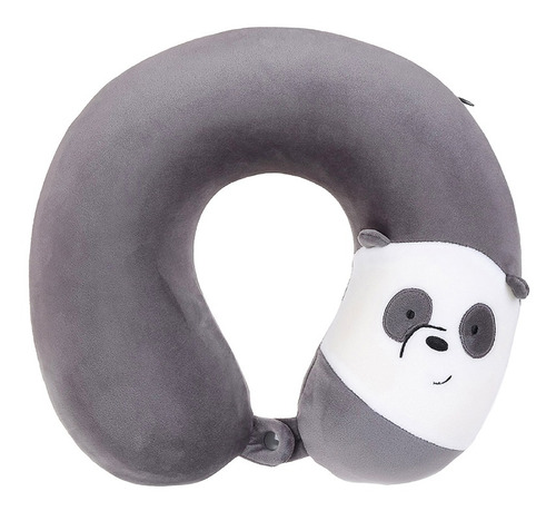 Miniso Almohada Para Viaje We Bare Bears Panda Color Gris Obscuro/Blanco