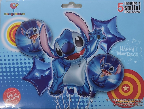 Set De 5 Globos Metalizados, Stitch.