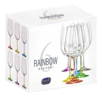 Imagen 4 de 7 de Copa Copón Vino Cristal Bohemia Pie De Colores Setx6 550ml