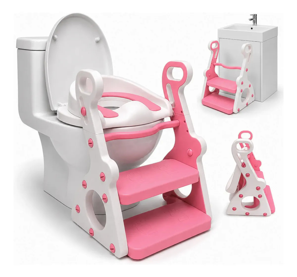 Asiento Reductor Amulay de Baño con Escalera, Para Bebés y Niños de 18-36 Meses