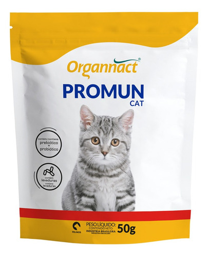 Suplemento Vitamínico Para Gatos Promun Cat Organnact - 50g
