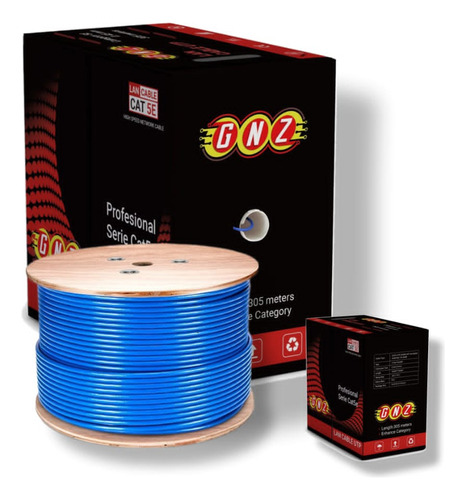 Cable Utp Cat5e Bobina 305 Metros Gnz Color Azul 