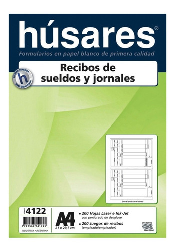 Recibo De Sueldo Husares 4122 X200 Hojas (vte.lopez/s. Isidr